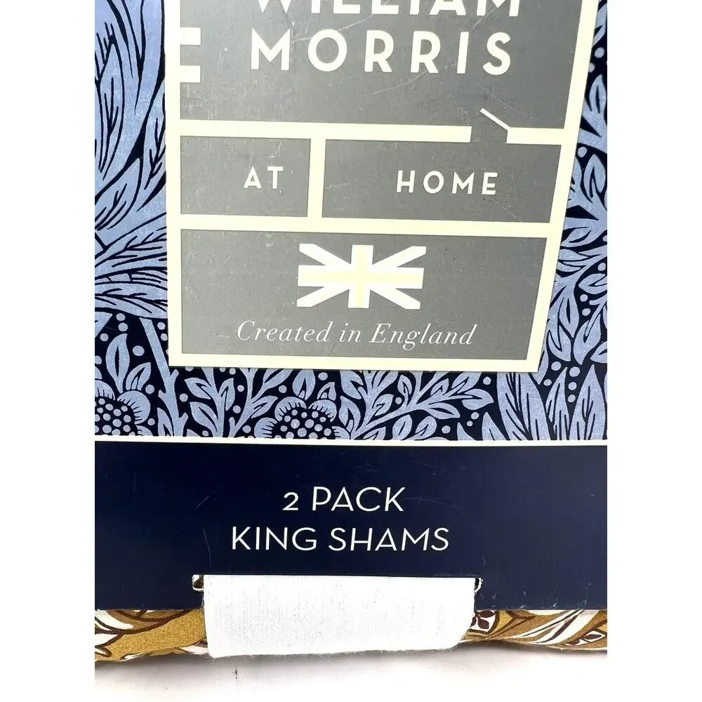 WILLIAM MORRIS Cherwell Honey KING Size Quilted Pillow Shams Set Pair Of 2